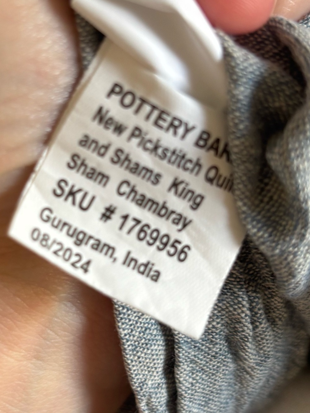 Pair of Pottery Barn Pick Stitch Cotton Linen Shams- King- Chambray - Picture 7 of 10